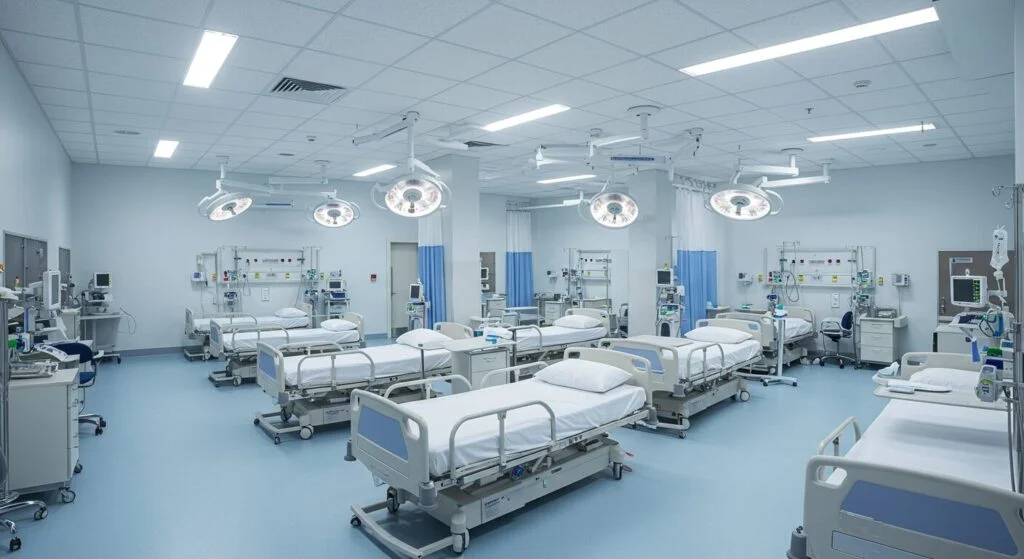 Healthcare sector and medical services representation.